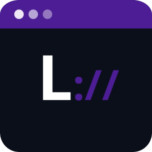 Um terminal com a parte superior roxa, no centro temos escrito: L://